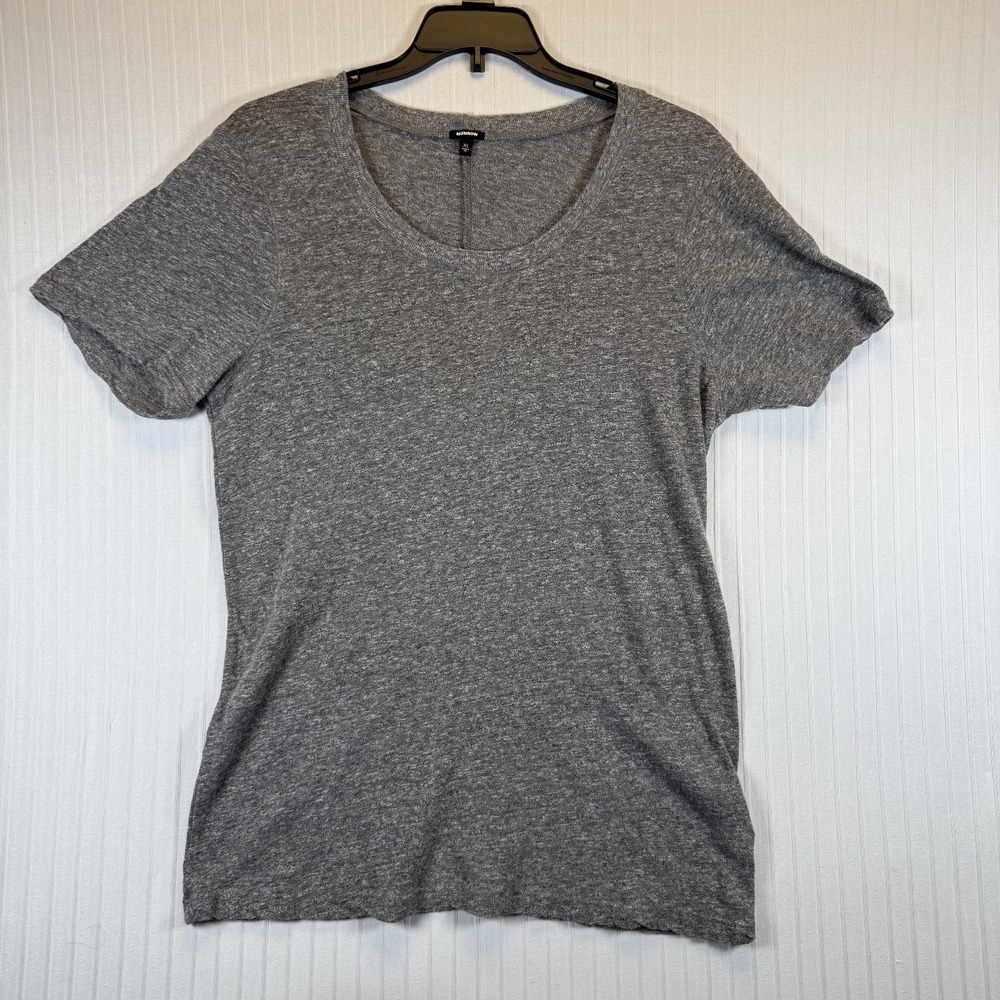 Monrow Top Women XL Gray Short Sleeve T-Shirt Polyester Blend‎ Fitted Scoop Neck